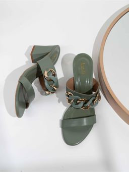 Inc.5 - Womens Green Party Wear Solid Round Heels