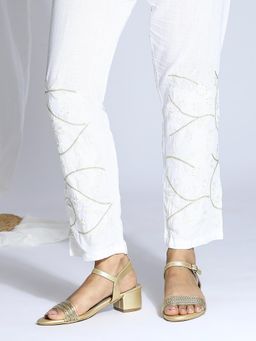 Inc.5 - Womens Gold Party Wear Solid Round Toe Heels