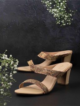 Inc.5 - Womens Beige Ethnic Printed Round Toe Block Heels