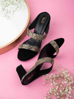 Inc.5 - Womens Black Ethnic Printed Round Toe Block Heels