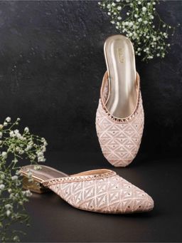 Inc.5 - Womens Rose Gold Casual Solid Pointed Low Mule Heels