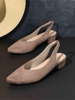 Inc.5 - Womens Beige Party Wear Solid Pointed Mule Heels