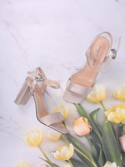 Ronnie Grey - Women Champagne Metallic Sandal Heels