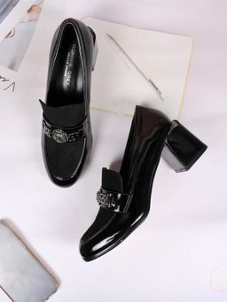 Ronnie Grey - Women Black Solid Western Embellished Pump Heels