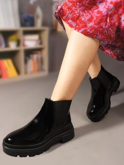 Carlton London - Black Slip On Mid Top Women Chelsea Boots