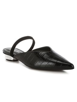 London Rag - Fantasy Croco Black Mule Heels