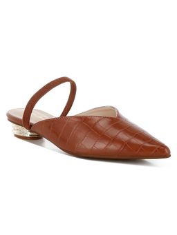 London Rag - Fantasy Croco Tan Mule Heels