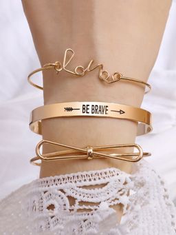 Yellow Chimes - Women Set of 3 Gold Plated Bracelets