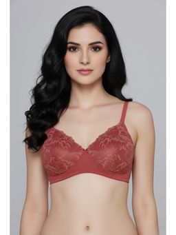 Zivame - Padded Non Wired Medium Coverage Lace Bra - Dusty Cedar