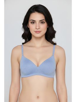 Zivame - Bare Melange Padded Non Wired T-shirt Bra - Blue Melange