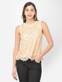 Latin Quarters - Peach Sequin Sleeveless Blouse