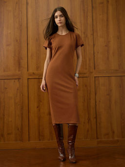 U.S. POLO ASSN. - Textured Sheath Dress- Brown