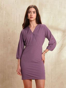 U.S. POLO ASSN. - Textured Mini Sheath Dress- Purple