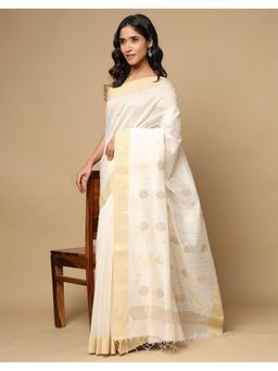 Fabindia - Natural Cotton Silk Blend Chanderi Saree without Blouse