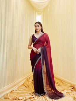 Kasee - Women Multicolor Embroidered Saree with Unstitched Blouse