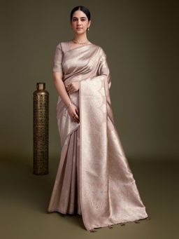 MEENA BAZAAR - Woven Lavender Art Silk Saree with Unstitched Blouse