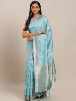 Suha - Women Designer Weaving Work Firoji Saree with Unstitched Blouse