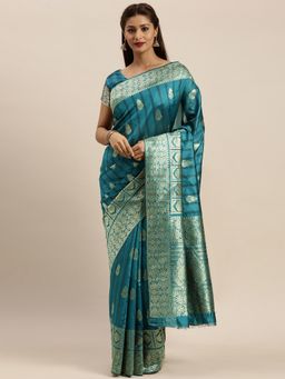 Suha - Women Designer Weaving Work Morpitch Saree with Unstitched Blouse