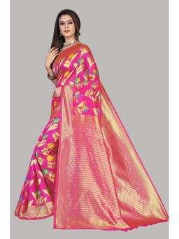 Suha - Pink Weaving Work Cotton Saree with Unstitched Blouse