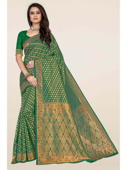 Suha - Green Weaving Work Banarasi Silk Saree with Unstitched Blouse