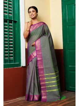Unnati Silks - Green Pure Pavani Handcrafted Kanchi Cotton Saree Without Blouse