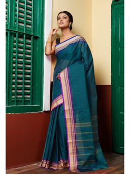 Unnati Silks - Green Pure Pavani Handcrafted Kanchi Cotton Saree Without Blouse