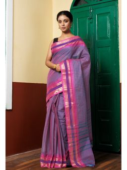 Unnati Silks - Purple Pure Pavani Handcrafted Kanchi Cotton Saree Without Blouse