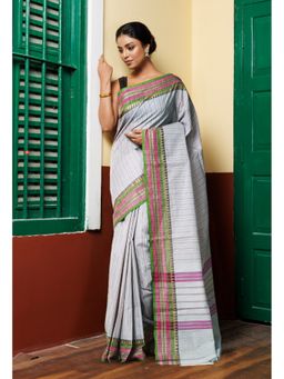 Unnati Silks - Grey Pure Pavani Handcrafted Kanchi Cotton Saree Without Blouse