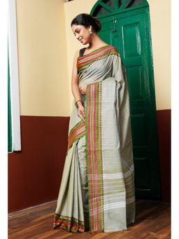 Unnati Silks - Grey Pure Pavani Handcrafted Kanchi Cotton Saree Without Blouse