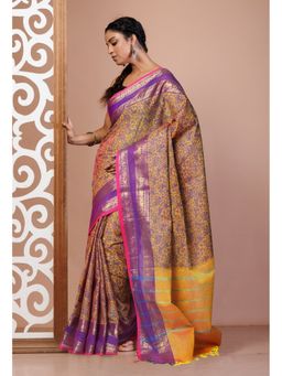 Unnati Silks - Yellow Pure Pavani Handcrafted Jacquard Chettinad Cotton Saree without Blouse
