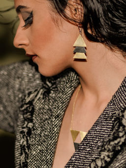 Divas Mantra - 92.5 Sterling Silver Black Gold Earrings