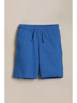 Allen Solly - Blue Cotton Slit Pocket Solid Shorts