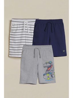 Allen Solly - Multi-Color Cotton Slant Pocket Graphic Shorts (Pack of 3)