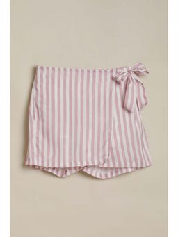 Allen Solly - Pink Polyester Slit Pocket Stripes Shorts