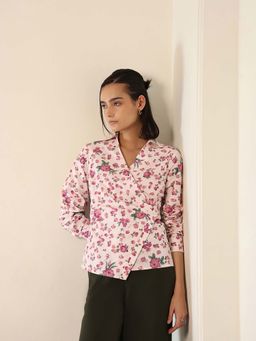 FABLE STREET - White Polycotton Regular Fit Floral Full Sleeves Shirt