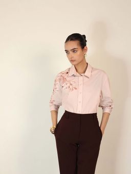FABLE STREET - Pink Cotton Relaxed Fit Floral Full Sleeves Shirt