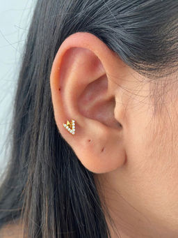 Boldiful - Vertex 925 Sterling Silver 18K Gold Plating Cubic Zirconia Stud Earrings