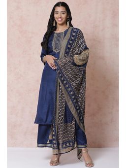 Rangriti - Rangriti Blue Viscose Straight Suit (Pack of 3)