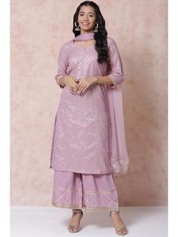 Rangriti - Rangriti Lilac Art Silk Straight Suit (Pack of 3)