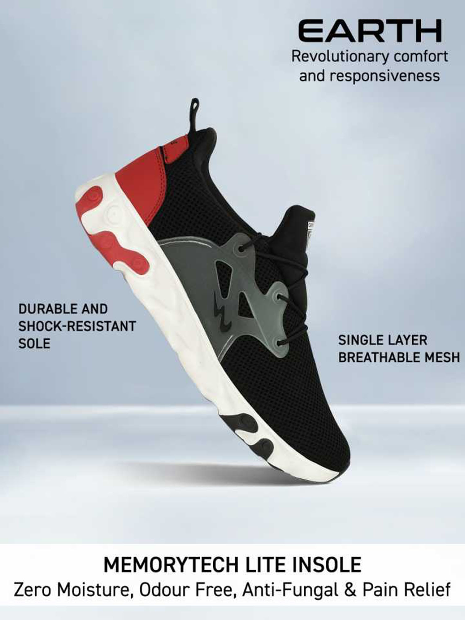 Campus Earth Black Running Shoes 