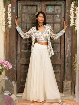 Chhavvi Aggarwal - Off White Palazzo Set (Set of 3)