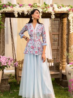 Chhavvi Aggarwal - Blue Palazzo Set (Set of 2)