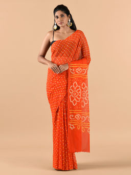 CHOWDHRAIN - Orange Bandhini Saree