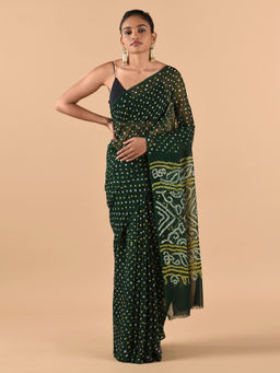 CHOWDHRAIN - Green Bandhini Saree