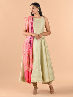 CHOWDHRAIN - Baigani Gulabi Banarasi Bandhini Dupatta