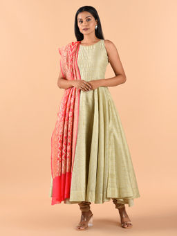 CHOWDHRAIN - Laal Gulabi Banarasi Bandhini Dupatta