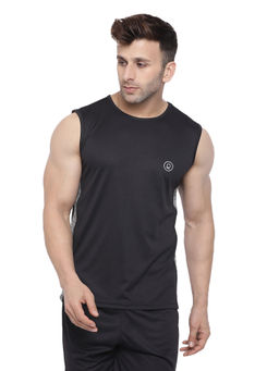 CHKOKKO - Black Grey Men Gym Tank Tops Black
