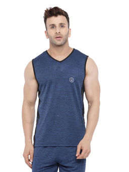 CHKOKKO - Blue Men Gym Tank Tops Blue