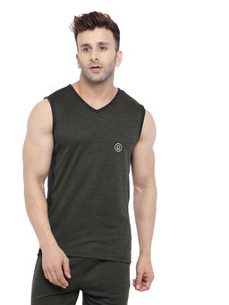 CHKOKKO - Olive Men Gym Tank Tops Olive