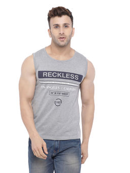 CHKOKKO - Grey Men Gym Tank Tops Grey